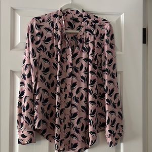 Pink print long sleeve blouse